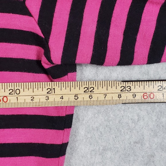 Pink Dolphin Men Medium Striped Long Sleeve Knit Shirt Pink Black Y2K Streetwear - Picture 5 of 8